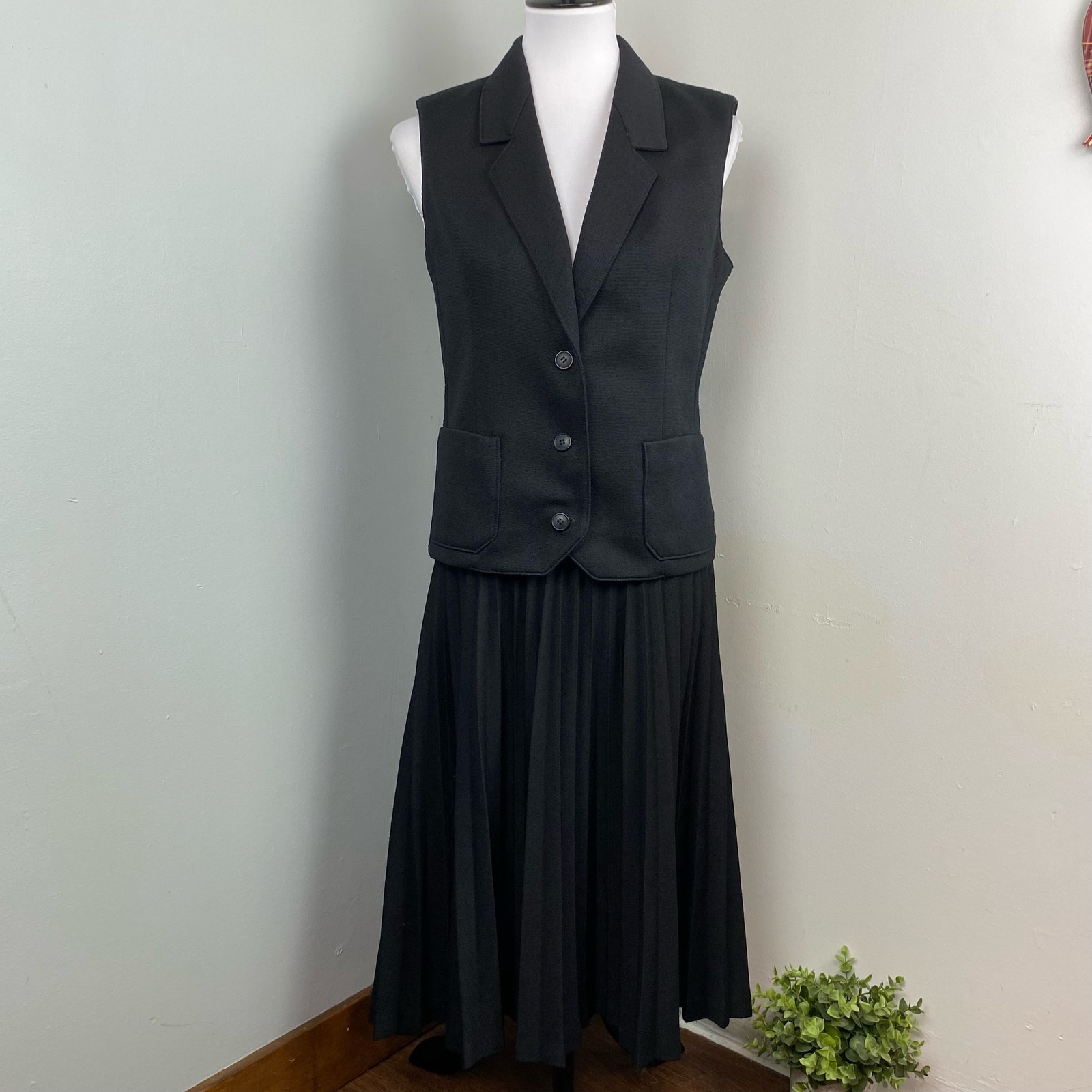 Vintage Act Iii 2 Piece Vest & Pleated Shirt Set Size 12 Career Professional